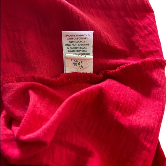 J. Jill Cotton Red V Neck Floral Embroidered Bohemian Long Sleeved Top Size 3X - Picture 8 of 8